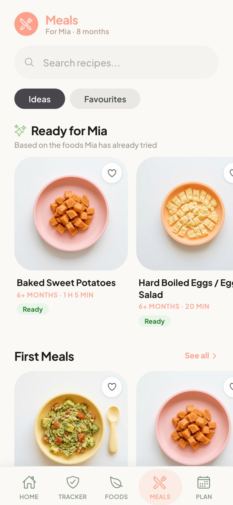 Recipes screen